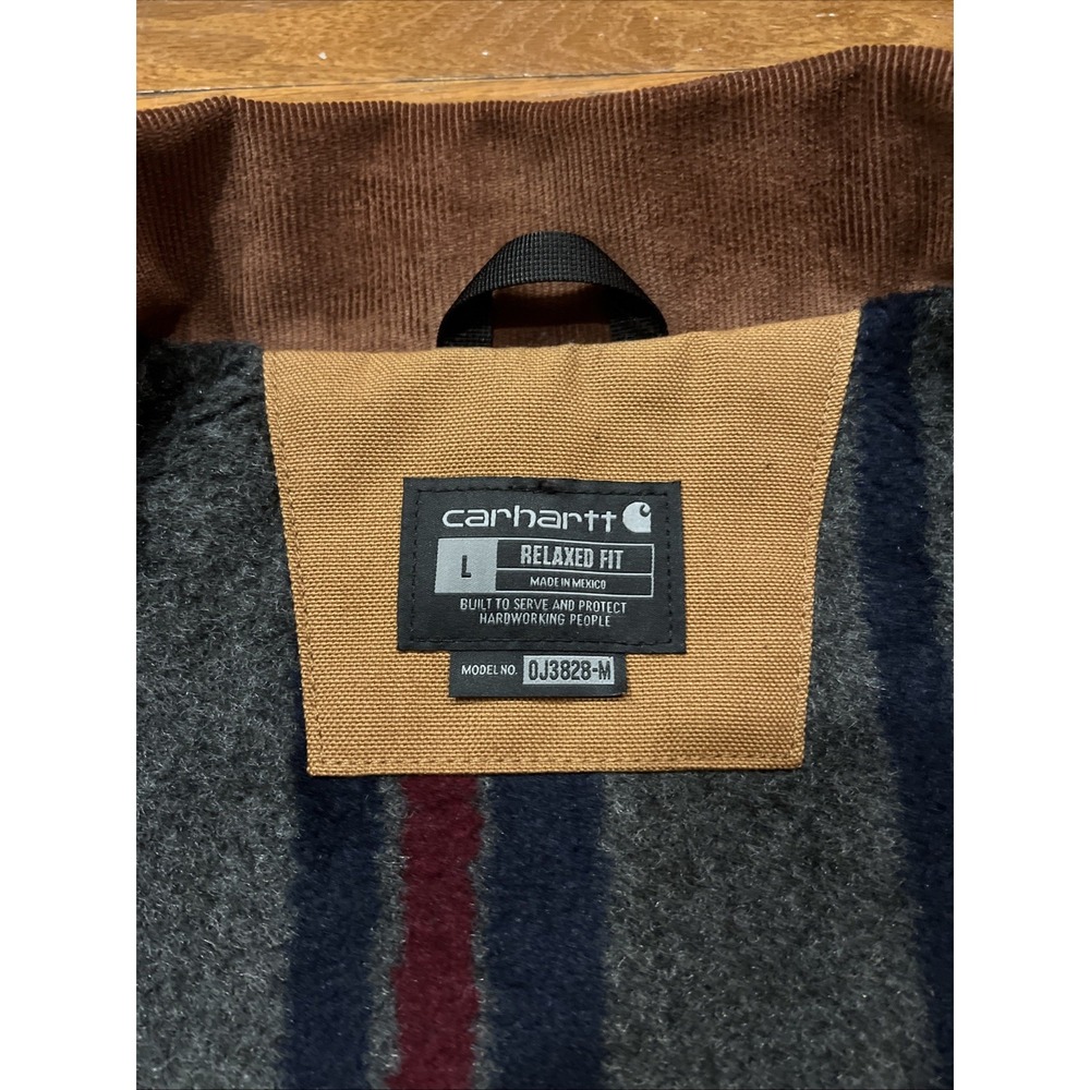 Carhartt Detroit Jacket 103828 Brown Duck Canvas Blanket Lined Mens Large - Picture 12 of 16